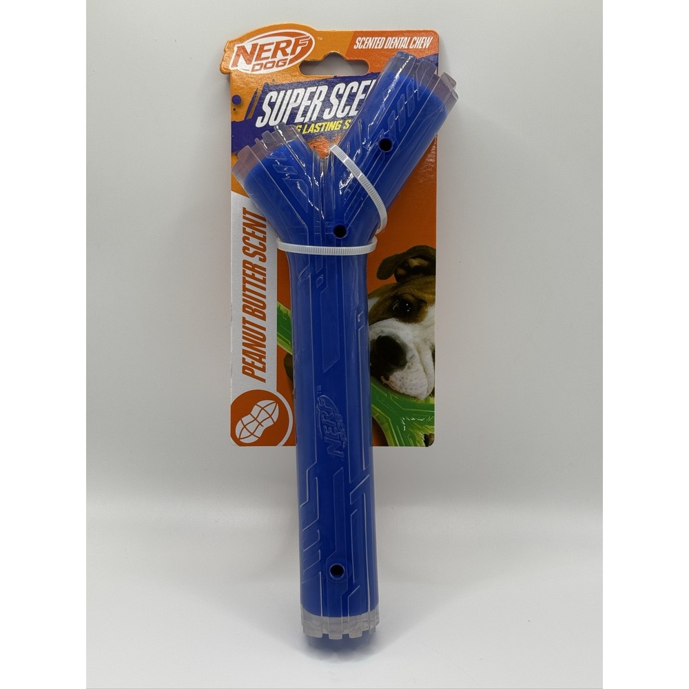 Nerf Dog Super Scent NF-7133 Dental Chew Peanut Butter 10 Inch Dog Toy